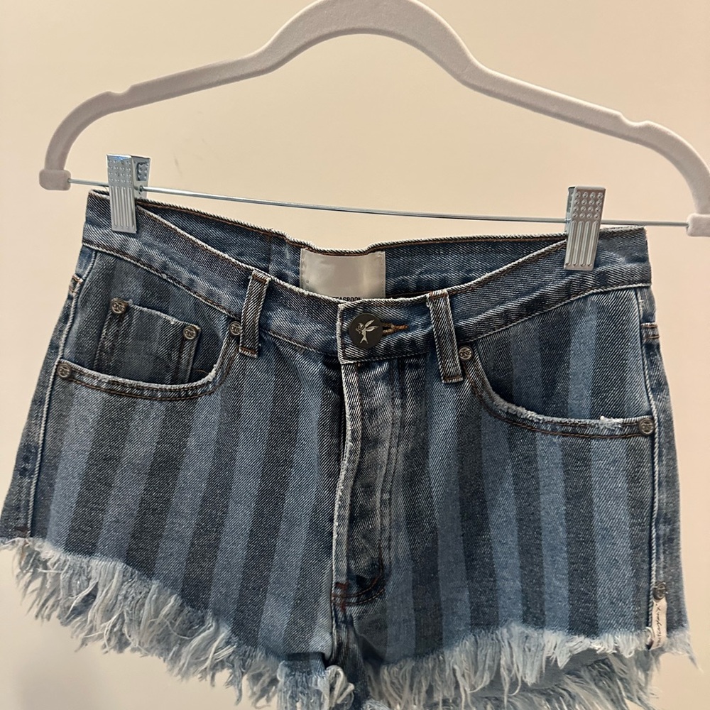 Striped Denim Shorts